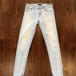 Uniqlo Jeans Womens 30 Light Wash Blue Skinny Tapered Low Rise Stretch Denim